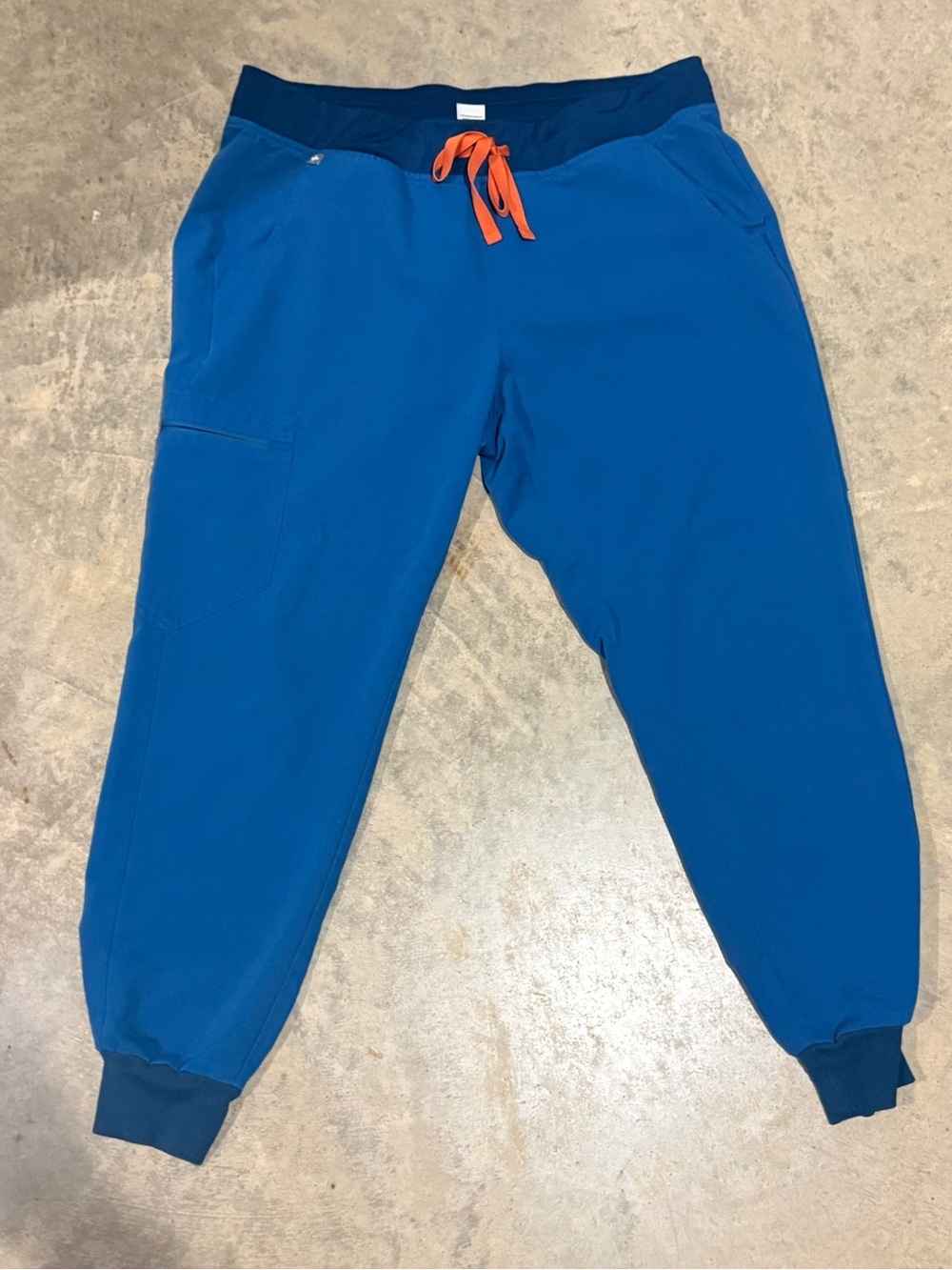 Woman's Blue Jogger Bottoms with Orange Drawstring